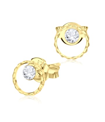 Curly Circle Gold Plated Silver Ear Stud STS-3704-GP